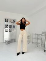 LUCY                                                                                    wide leg con brillo color natural