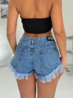 CRIS short con brillo reingreso en celeste - Imagen 3